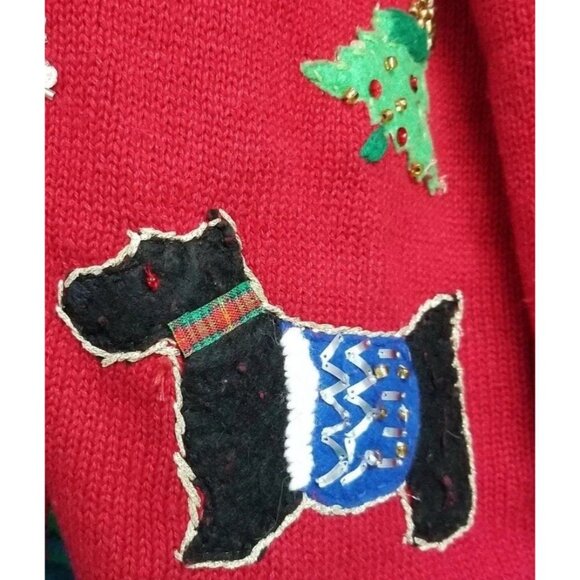 Heirloom Collectibles Vtg Scottie Dog Christmas Sweater Full Zip Jacket, Size PS - Picture 5 of 7
